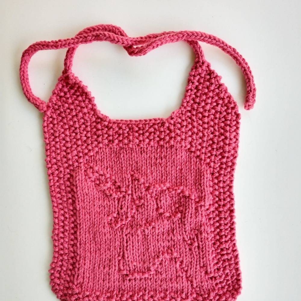 Hand Crafted Baby Bib Set Washcloth Unicorn Rose Cotton Knit Dorm Decor - Picture 4 of 9